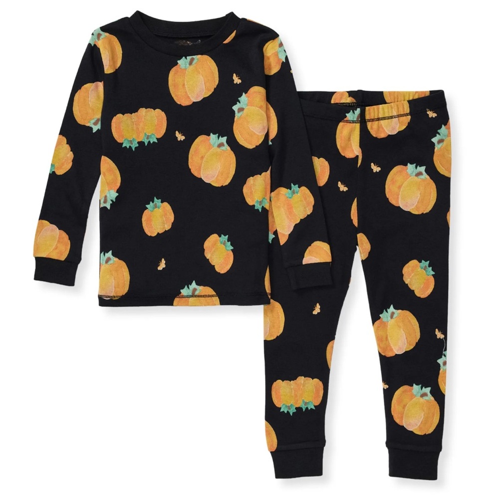 Burt’s Bees Baby Mid-Night Pumpkin Organic Cotton Pajama Set Girls 4T Halloween